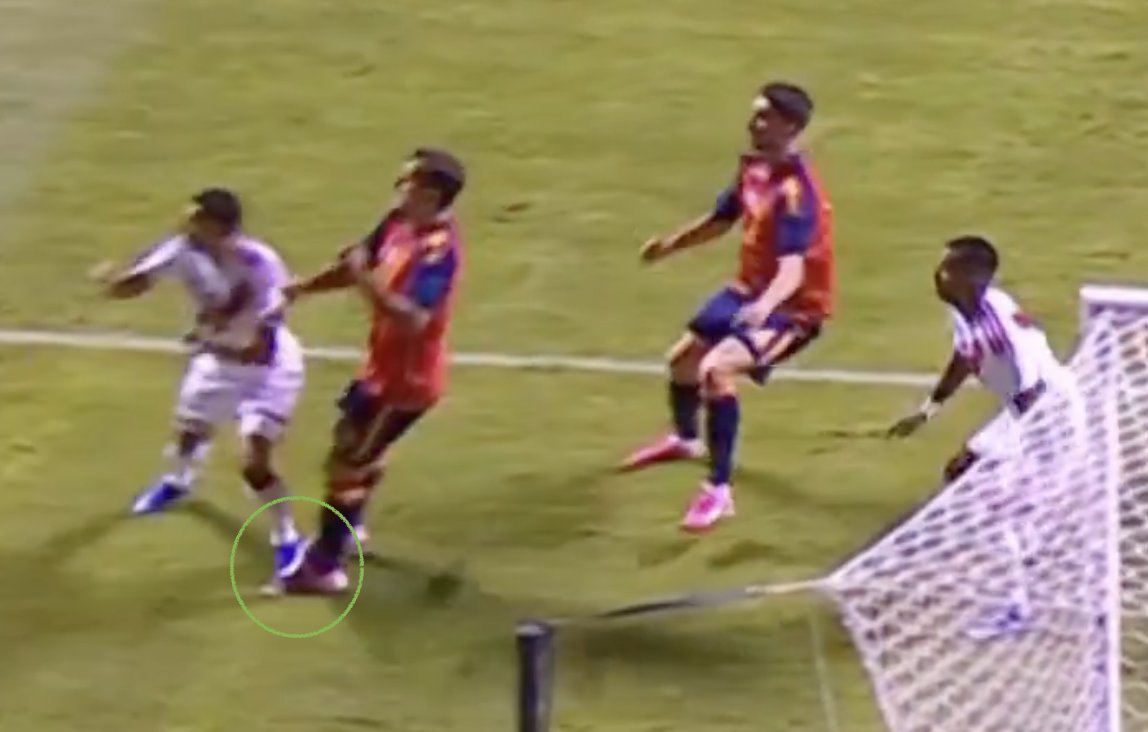 The moment a Peru player stood on Oyarzabal's left foot, highlighted
